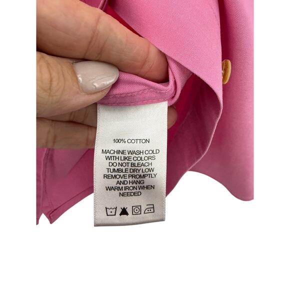 Foxcroft Heritage Non-Iron Shirt 18W Pink Cotton Poplin Button Front Classic - Picture 8 of 10